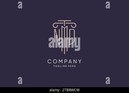 ND-Logo Initial-Säulendesign mit luxuriösem, modernem Stil Bestes Design für Designideen von Anwaltskanzleien Stock Vektor