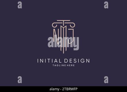 NJ-Logo Initial-Säulendesign mit luxuriösem, modernem Stil Bestes Design für Designideen von Anwaltskanzleien Stock Vektor
