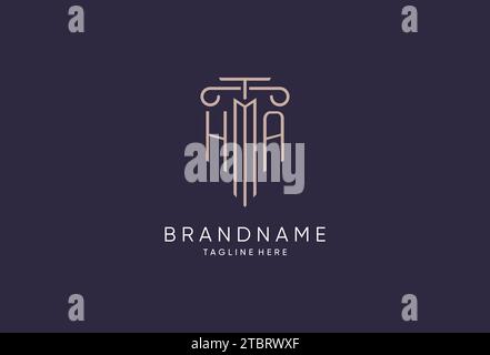 DAS erste Säulendesign des HA-Logos mit luxuriösem, modernem Stil ist das beste Design für juristische Designideen Stock Vektor
