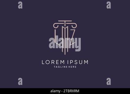LZ Logo Initial-Säulendesign mit luxuriösem, modernem Stil Bestes Design für Designideen von Anwaltskanzleien Stock Vektor