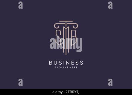 Das erste Säulendesign des SB-Logos mit luxuriösem, modernem Stil ist das beste Design für juristische Designideen Stock Vektor