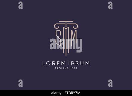 SM-Logo Initial-Säulendesign mit luxuriösem, modernem Stil Bestes Design für Designideen von Anwaltskanzleien Stock Vektor