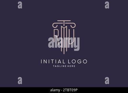 Ursprüngliches Säulendesign des ru-Logos mit luxuriösem, modernem Stil Bestes Design für Designideen von Anwaltskanzleien Stock Vektor