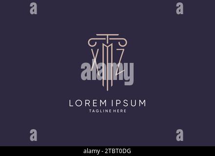 XZ-Logo Initial-Säulendesign mit luxuriösem, modernem Stil Bestes Design für Designideen von Anwaltskanzleien Stock Vektor