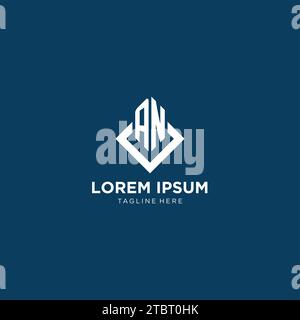 Anfänglich EINE quadratische Raute mit Logo und Linien, moderne und elegante Vektorgrafik im Logo-Design Stock Vektor