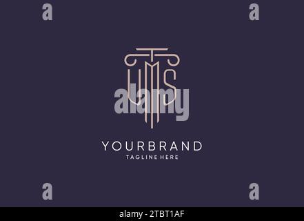 Erstes Säulendesign des US-Logos mit luxuriösem, modernem Stil, das beste Design für Designideen von Anwaltskanzleien Stock Vektor