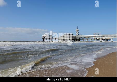 Strand und Pier Scheveningen, den Haag, die niederländische Nordseeküste, Südholland, Niederlande Stockfoto