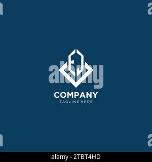 Anfängliche quadratische Raute mit EJ-Logo und Linien, moderne und elegante Vektorgrafik im Logo-Design Stock Vektor