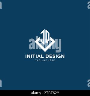 Anfängliche quadratische Raute mit JQ-Logo und Linien, moderne und elegante Vektorgrafik im Logo-Design Stock Vektor