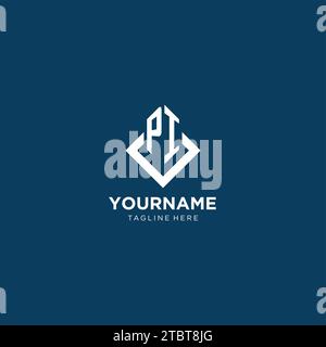 Anfängliche quadratische Raute mit PI-Logo und Linien, moderne und elegante Vektorgrafik im Logo-Design Stock Vektor