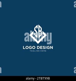 Anfängliche quadratische Raute mit SB-Logo und Linien, moderne und elegante Vektorgrafik im Logo-Design Stock Vektor