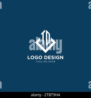 Initial ZU Logo quadratische Raute mit Linien, modernes und elegantes Logo Design Vektorgrafik Stock Vektor