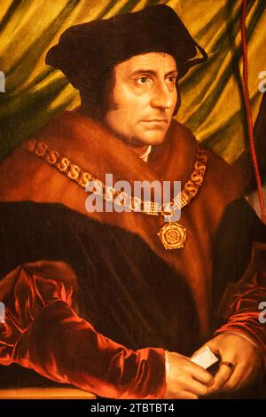 England, London, Porträt von Sir Thomas More (1478–1535) von Hans Holbein dem Jüngeren, gemalt 1527 Stockfoto