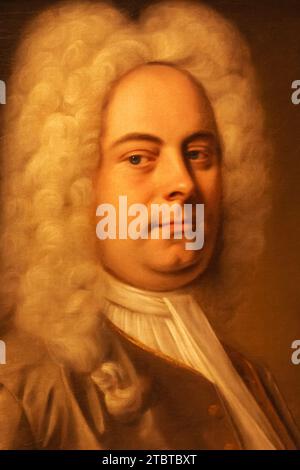 England, London, Porträt von George Friedrich Händel (1685–1759) von Balthasar Denner aus dem Jahr 1726 Stockfoto