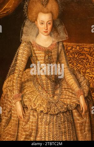 England, London, Portrait von Prinzessin Elisabeth, später Königin von Böhmen (1596–1662) von Robert Peake dem Älteren um 1610 Stockfoto