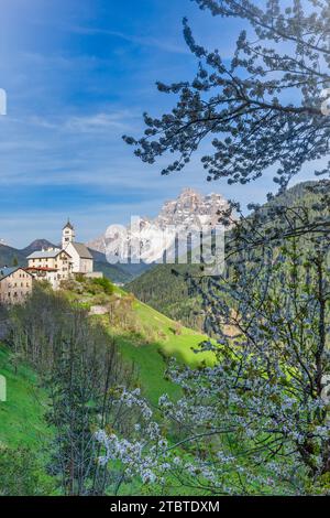 Italien, Veneto, Provinz Belluno, das Bergdorf Colle Santa Lucia im Frühling, Dolomiten Stockfoto