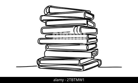 Stapel von Büchern kontinuierliche Linienzeichnung isolierte minimalistische trendige Stil Vektor-Illustration Schwarz auf weiß. Stock Vektor