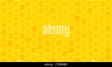 Gelbe Honigwabenhexagons-Textur mit Schatten im Studio als Hintergrund. 3D-Rendering. Stockfoto