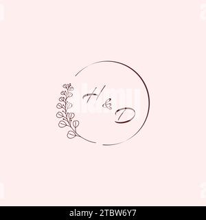 DH Hochzeitslogos in hochwertigem, professionellem Design, das auf allen Druckmedien gut gedruckt wird Stock Vektor