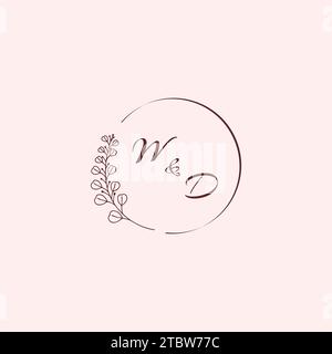 DW-Hochzeits-Logobuchstaben in hochwertigem, professionellem Design, das auf allen Druckmedien gut gedruckt wird Stock Vektor