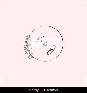 JK Hochzeitslogobuchstaben in hochwertigem, professionellem Design, das auf allen Druckmedien gut gedruckt wird Stock Vektor