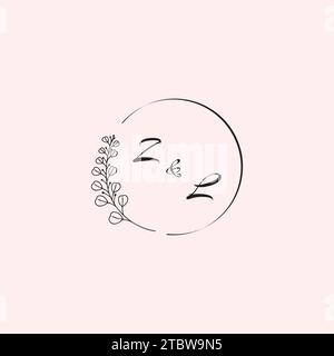 LZ Hochzeits-Logobuchstaben in hochwertigem, professionellem Design, das auf allen Druckmedien gut gedruckt wird Stock Vektor