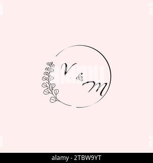 MV-Hochzeits-Logobuchstaben in hochwertigem, professionellem Design, das auf allen Druckmedien gut gedruckt werden kann Stock Vektor