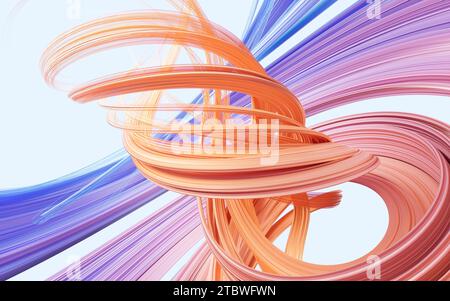 Hintergrund fließender Kurvenlinien, 3D-Rendering. 3D-Abbildung. Stockfoto