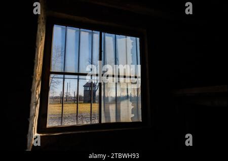 Ein Bild des Inneren einer Kaserne in Auschwitz II, Birkenau Stockfoto