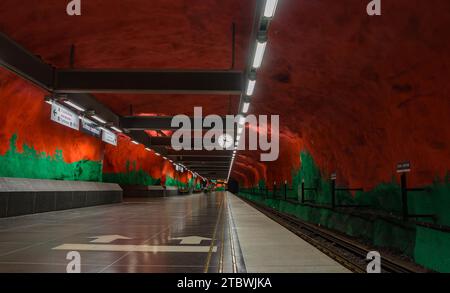 Ein Bild von der Natur inspirierten U-Bahn-Station Solna Centrum Stockfoto