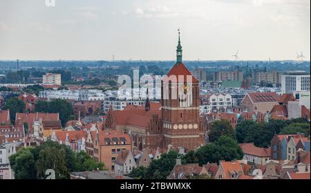 Ein Bild von der St. Johanniskirche in Danzig, von oben gesehen Stockfoto