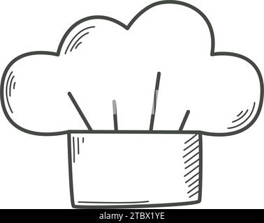 Küchenhut handgravierte Clip-Art. Professioneller Kopfschmuck für den Sketch-Stil des Küchenchefs. Küchenarbeiter Uniform Artikel, Tinte Vintage Skizze, isolierter Vektor Stock Vektor