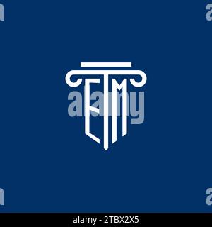 EM Initial-Logo-Monogramm mit schlichtem Säulendesign Stock Vektor