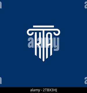 KA Initial-Logo-Monogramm mit schlichtem Säulen-Icon-Design Stock Vektor