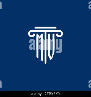 MV-Initial-Logo-Monogramm mit schlichtem Säulendesign Stock Vektor