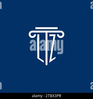 LZ Initial-Logo-Monogramm mit schlichtem Säulendesign Stock Vektor