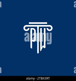 PW Initial-Logo-Monogramm mit schlichtem Säulendesign Stock Vektor
