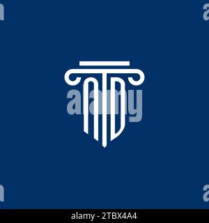 ND Initial-Logo-Monogramm mit schlichtem Säulendesign Stock Vektor