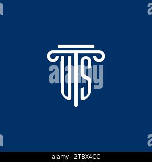 Monogramm mit US-Logo und schlichtem Säulensymbol Stock Vektor