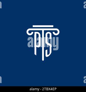 PS Initial-Logo-Monogramm mit schlichtem Säulendesign Stock Vektor