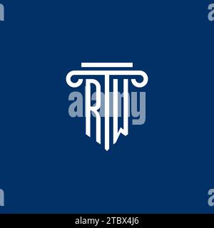 RW Initial-Logo-Monogramm mit schlichtem Säulendesign Stock Vektor