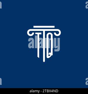 TQ Initial-Logo-Monogramm mit schlichtem Säulensymbol Stock Vektor