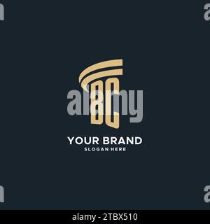 BC-Monogramm mit Säulen-Symbol-Design, luxuriöse und moderne Legal-Logo-Design-Ideen Vektorgrafik Stock Vektor