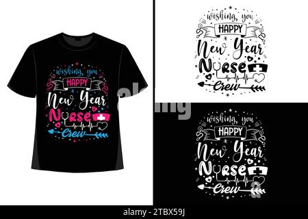 Happy New YearT-Shirt, Typografie Vektor, T-Shirt Design Vektor, Happy New Year 2024, New Year T-Shirt Design, New 2024 T-Shirt Design Stock Vektor