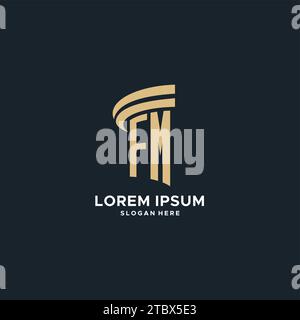 FM Monogramm mit Säulen-Symbol-Design, luxuriöse und moderne Legal Logo Design Ideen Vektorgrafik Stock Vektor