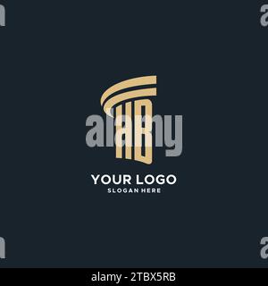 HB Monogramm mit Säulen-Symbol-Design, Luxus und modernes Legal Logo Design Ideen Vektorgrafik Stock Vektor