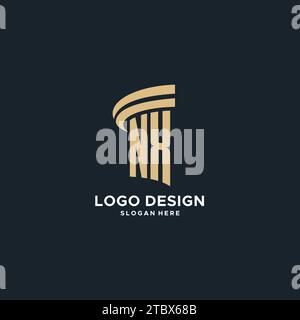 NX-Monogramm mit Säulen-Symbol-Design, luxuriöse und moderne Legal-Logo-Design-Ideen Vektorgrafik Stock Vektor