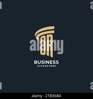 ODER Monogramm mit Säulen-Symbol-Design, luxuriöse und moderne Legal Logo Design Ideen Vektorgrafik Stock Vektor