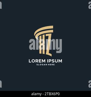 XZ-Monogramm mit Säulen-Symbol-Design, luxuriöse und moderne Legal-Logo-Design-Ideen Vektorgrafik Stock Vektor