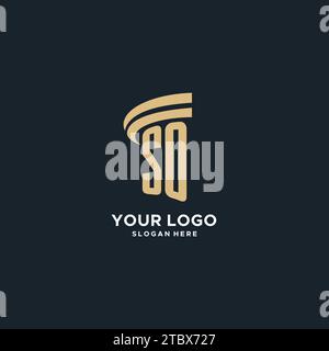 SO Monogramm mit Säulen-Icon-Design, Luxus und moderne Legal Logo Design Ideen Vektor-Grafik Stock Vektor